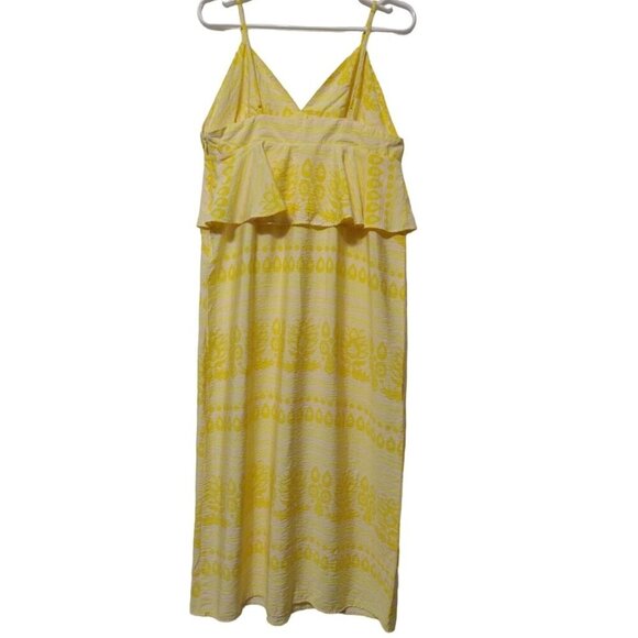 Yellow & White Sleeveless Summer Dress With Floral Pattern, Adjustable Straps. - Picture 3 of 8